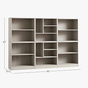 Stack Me Up Wall Bookcase with Double Mixed Shelves (90")