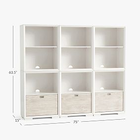 Callum Triple Mixed Shelf Tall Bookcase with Drawers (75")