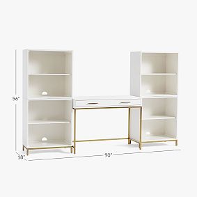 Blaire Writing Desk &amp; Cubby Bookcase Superset (90"w x 18"d)