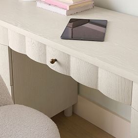 Fluted Smart Storage Vanity Desk (61"w x 19.5"d)