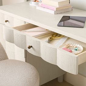 Fluted Smart Storage Vanity Desk (61"w x 19.5"d)