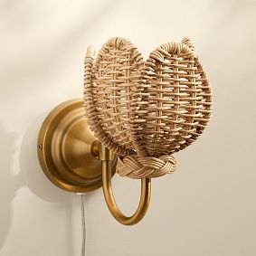 Tulip Rattan Plug-In Sconce (9.5")