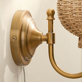 Tulip Rattan Plug-In Sconce (9.5")