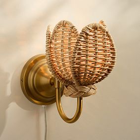 Tulip Rattan Plug-In Sconce (9.5")