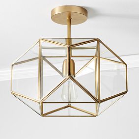 Metal and Glass Flush Mount (16")