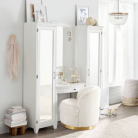 Hampton Vanity Desk with Mirrored Towers (66"w x 18.5"d)