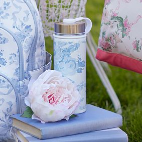 LoveShackFancy Damask Blue Backpack and Slim Water Bottle Bundle