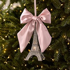 LoveShackFancy Light-Up Eiffel Tower with Bow Ornament