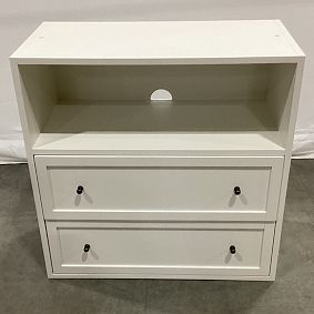 Open Box: Stack Me Up 2-Drawer Bookcase (30") - Simply White, Brushed Brass