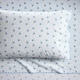 Open Box: Hill House Clematis Scallop Floral Sheet Set, Twin/Twin XL - Blue Blue Clematis
