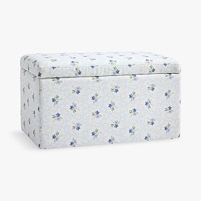 Hill House Home Clematis Scallop Blue Storage Bench