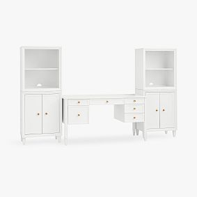 Auburn Storage Desk &amp; Bookcase with Shelves &amp; Cabinets Set (108"w x 23"d)