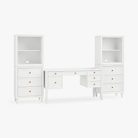 Auburn Storage Desk &amp; Bookcase with Shelves &amp; Drawers Set (108"w x 23"d)