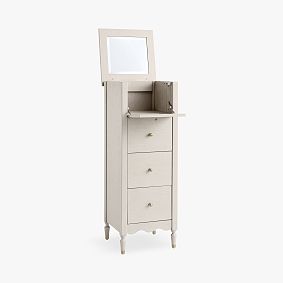 Camille Flip-Top Storage Tower With Mirror (18"w x 18"d)