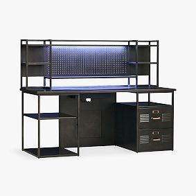 Locker Gaming Light-Up Desk Hutch (69.5"w x 10"d)