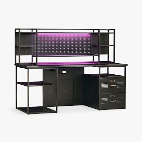 Locker Gaming Light-Up Desk Hutch (69.5"w x 10"d)