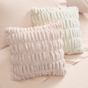 Ruched Faux Fur Pillow Cover