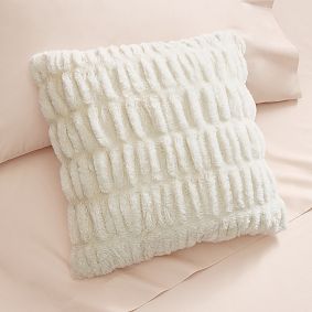 Ruched Faux Fur Pillow Cover