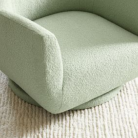 Chunky Bouclé Sage Lennon Low Swivel Chair