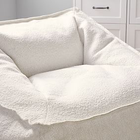 Large Chunky Bouclé Ivory Modern Bean Bag Lounger