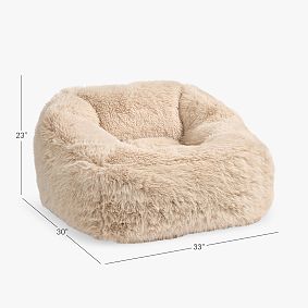 Large Sparkle Faux Fur Taupe Modern Bean Bag Lounger