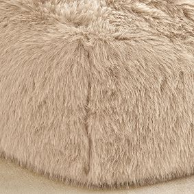 Large Sparkle Faux Fur Taupe Modern Bean Bag Lounger