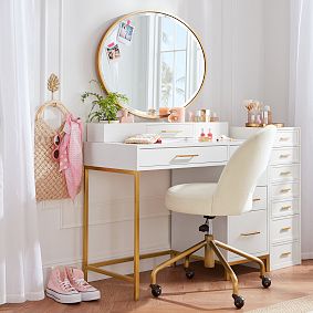 Blaire Single Pedestal Storage Vanity Desk (40")
