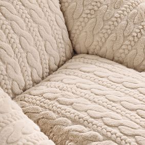 Large Cable Faux Fur Camel Modern Bean Bag Lounger