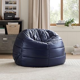 Large Navy Puffer Bean Bag Chair