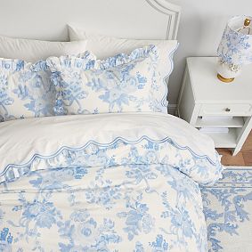 LoveShackFancy Damask Ruffle Euro Pillow Cover