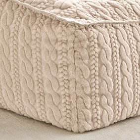 Large Cable Faux Fur Camel Modern Bean Bag Lounger