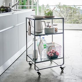 Metal Rolling Utility Cart with Hooks (20"x32")