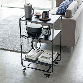Metal Rolling Utility Cart with Hooks (20"x32")