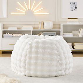 Large Marshmallow Faux Fur Ivory Bean Bag Chair Slipcover Only