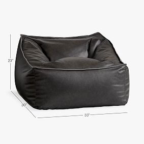 Large Faux Leather Charcoal Modern Beanbag Lounger