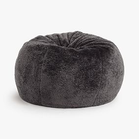 Large Faux Shearling Charcoal Faux Fur Bean Bag Chair