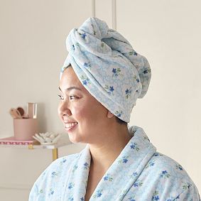 Hill House Home Clematis Scallop Robe &amp; Hair Wrap Set