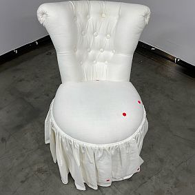 Open Box: LoveShackFancy Tufted Swivel Vanity Chair - Performance Linen Blend White