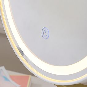 Glam Mini Round LED Touch-Activated Vanity Mirror (12"w x 17"d)