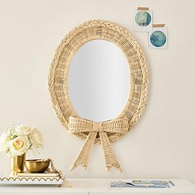 LoveShackFancy No Nails Rattan Bow Mirror (18"x28")