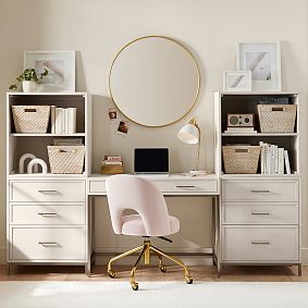 Blaire Writing Desk &amp; Mixed Bookcase Superset (90"w x 18"d)