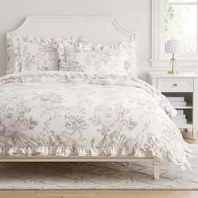 LoveShackFancy Damask Ruffle Duvet Cover
