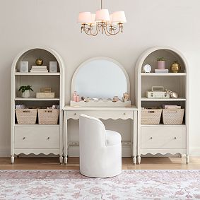 Camille Writing Vanity Desk &amp; Bookcase Set (96"w x 18"d)