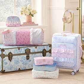 LoveShackFancy Mixed Print Ruffle Soft Sided Carry-On Luggage 