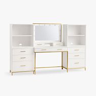 Blaire Vanity Desk with Cubbies and Drawers (90"w x 18"d)
