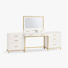 Blaire Marquee Vanity Desk with Drawers (90"w x 18"d)