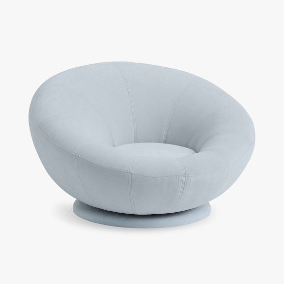 Groovy Swivel Lounge Chair Rustic Chenille Icy Blue