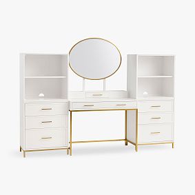 Blaire Vanity Desk with Cubbies and Drawers (90"w x 18"d)