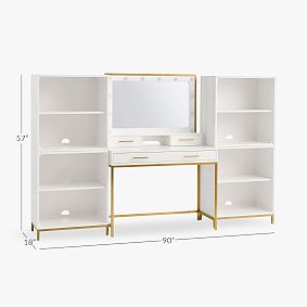 Blaire Marquee Vanity Desk with 4 Cubbies (90"w x 18"d)