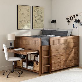 Beadboard Full Low Loft Bed